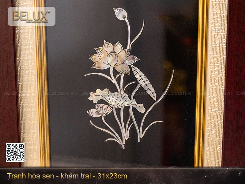 Tranh hoa sen khảm kt 31x23cm&nbsp;